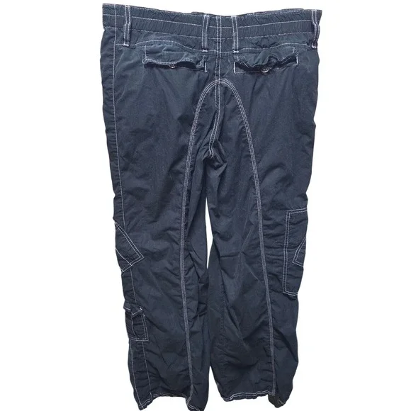 BDG Urban Outfitters Black Cargo Pants Contrast Stitch Wide Leg Y2K Mens Medium - Picture 3 of 3